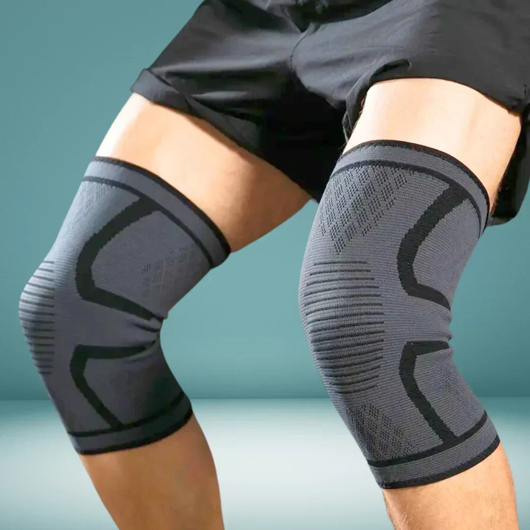 Atmungsaktive orthopädische Kniebandage, perfekt für lange Tragezeiten im Alltag.