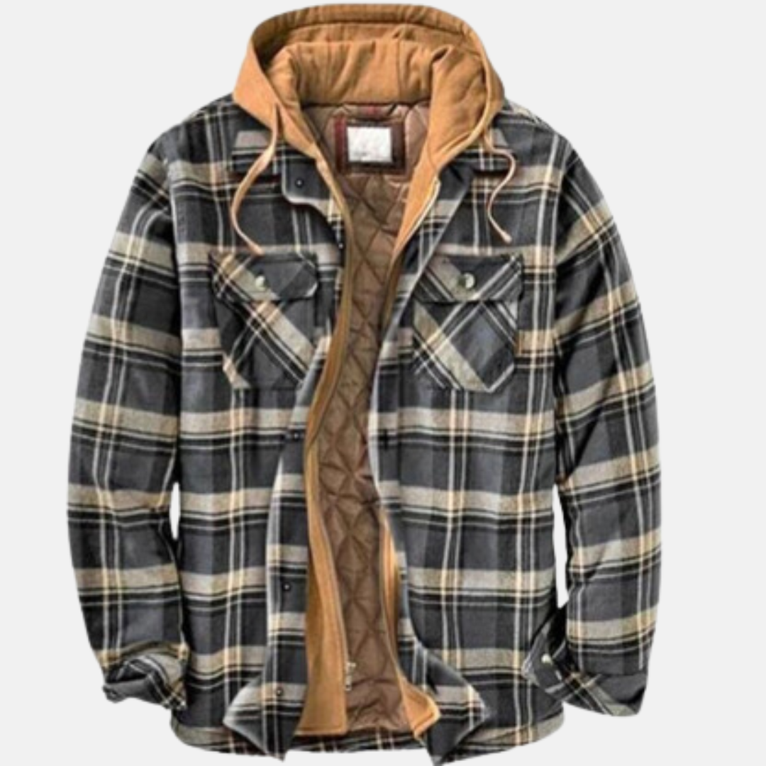 Modische karierte Herrenjacke, knöpfbar, lässige Passform & warm für kalte Wintertage.
