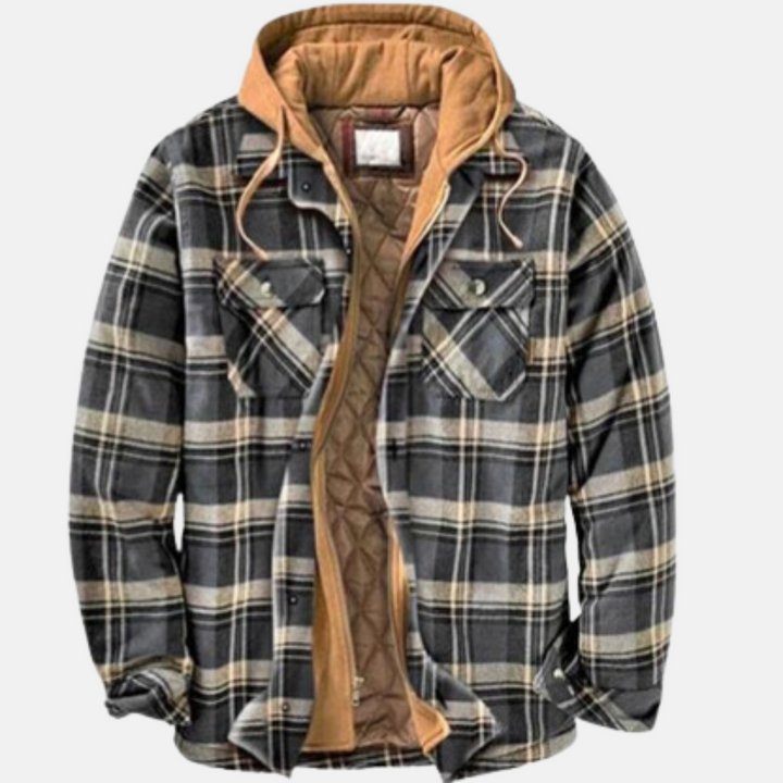 Modische karierte Herrenjacke, knöpfbar, lässige Passform & warm für kalte Wintertage.