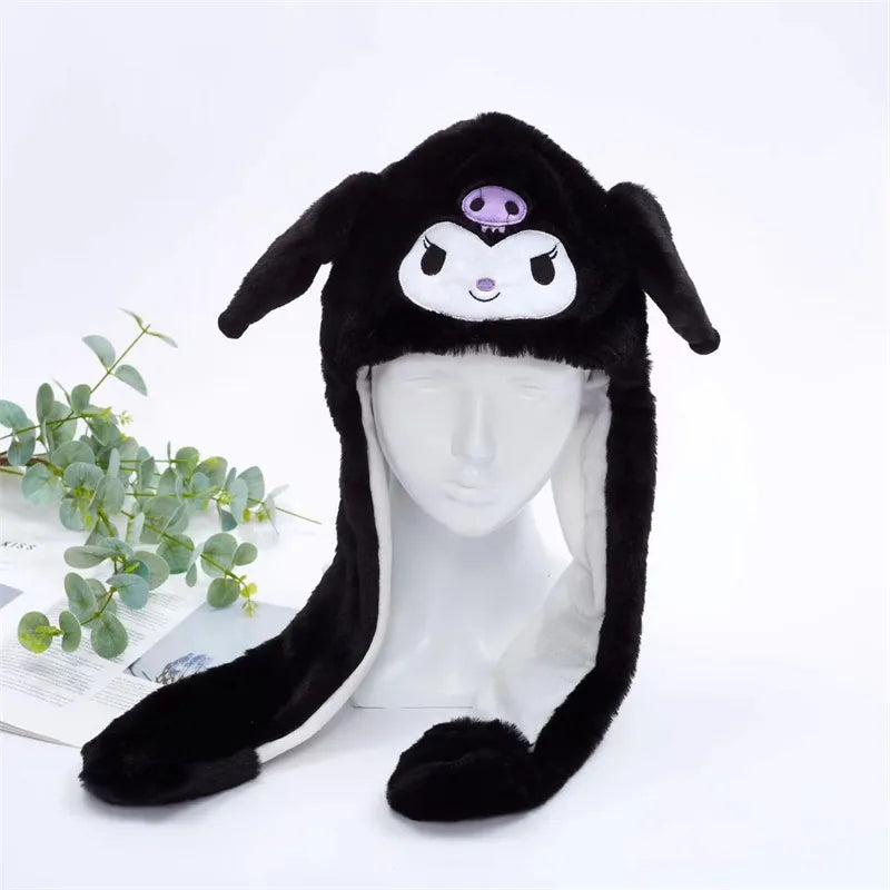 Weiße Bunny Mütze mit beweglichen Ohren, perfekt für lustige Momente & Karnevalsauftritte.