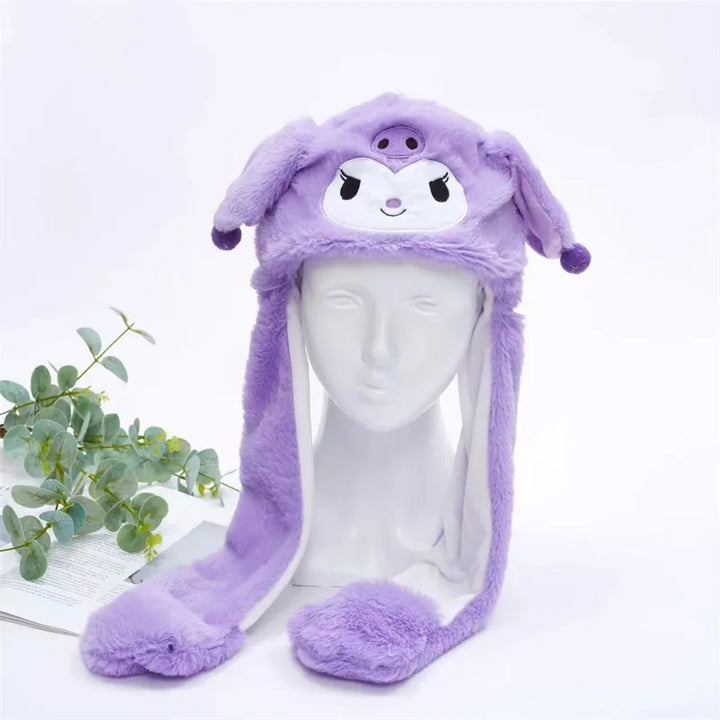 Graue Tiermütze mit Ohren, die lustig wackeln, ideal für Kinder und als Partygeschenk.