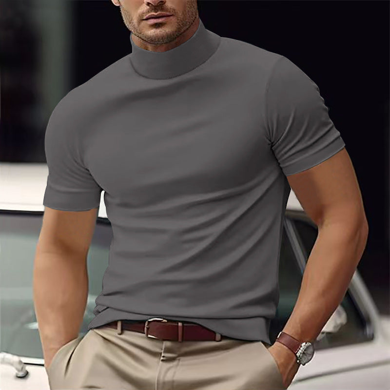Modernes Herrenmode Basic: Kurzarm-Rollkragen-Shirt Liam für elegante Looks im Büro oder in der Freizeit.