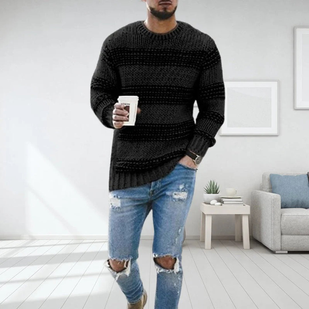 Eleganter Herren Streifenpullover für den Alltag. Mehrfarbiger Strickpullover in Premium-Qualität, ideal für Wintermode.