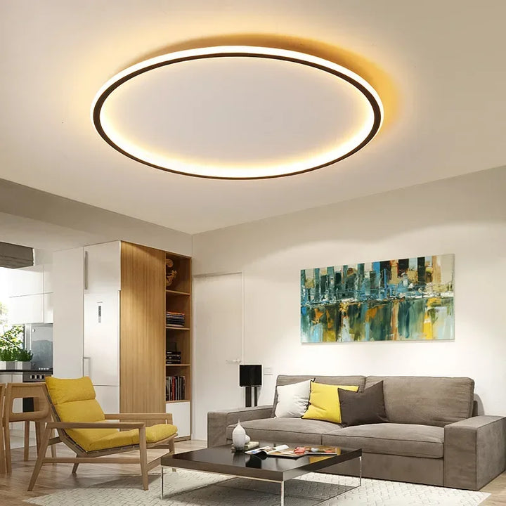Skandinavische runde LED Deckenleuchte, modern, für Esszimmer und Wohnzimmer.