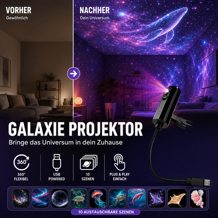 USB Traumschmetterling Projektor als Nachtlicht. Zaubert magische Lichteffekte an Wand & Decke.