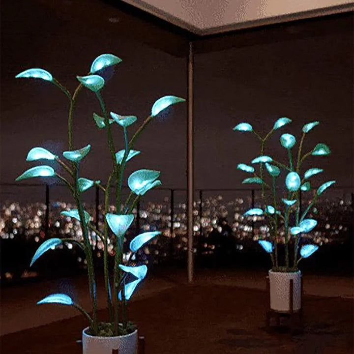 Elegante LED Zimmerpflanze als Ambiente Licht, perfekt für Inneneinrichtung im Wohn- oder Schlafzimmer. Smart Home Deko.