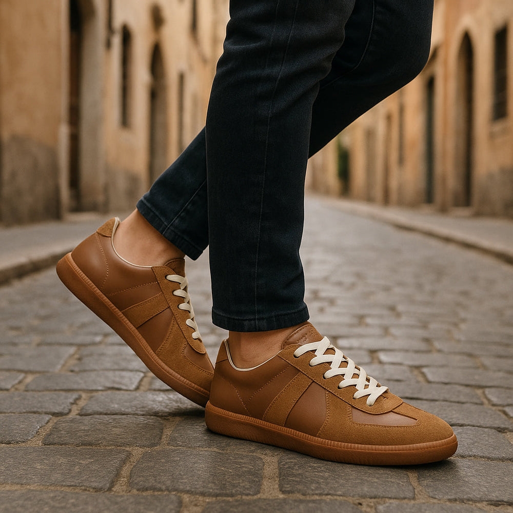 Robuste Herren Schnür-Sneaker mit rutschfester Sohle für sicheren Halt. Perfekt als bequemer Alltagsschuh.