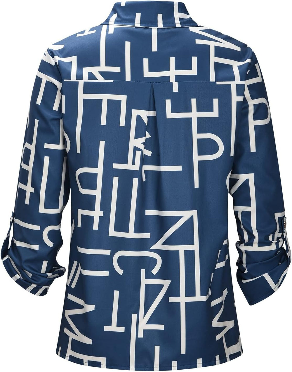 Modische Damen Bluse mit Langarm und V-Ausschnitt, elegantem Print, frontal gezeigt.