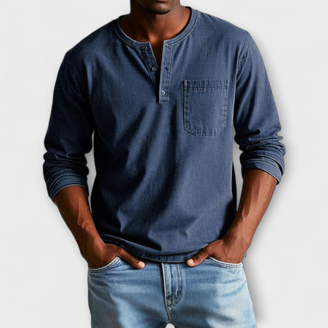Lässig-elegantes Herrenhemd, Langarm, mit Knopfleiste für Business Casual & Freizeitmode.