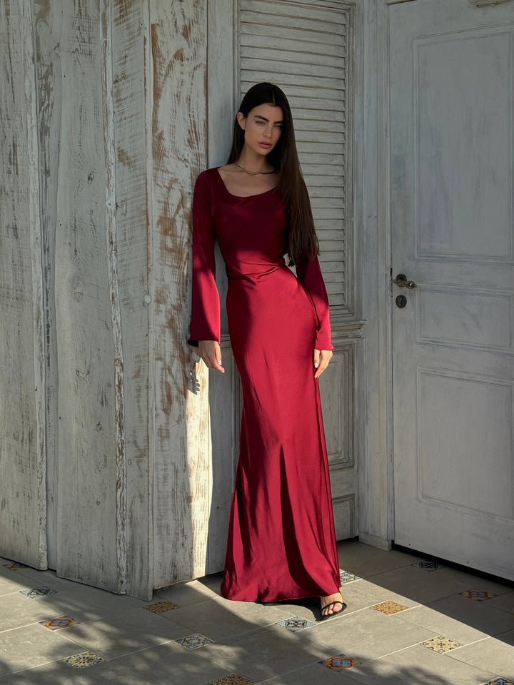Modisches Partykleid für Frauen, langes Design, elegante Ärmel, Empire-Taille.