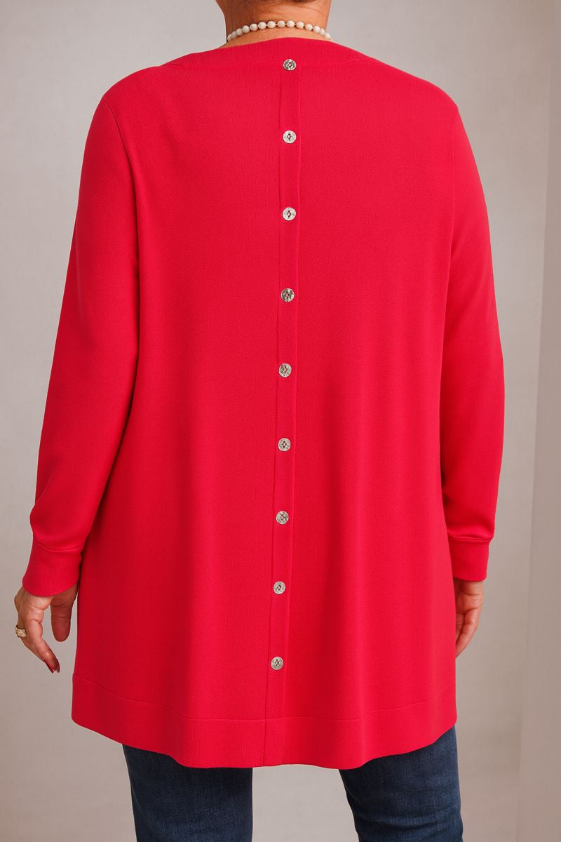 Vielseitiges Damen Langarmshirt mit Rundhals und eleganten Seitentaschen. Ideal für bequeme Freizeit-Looks.