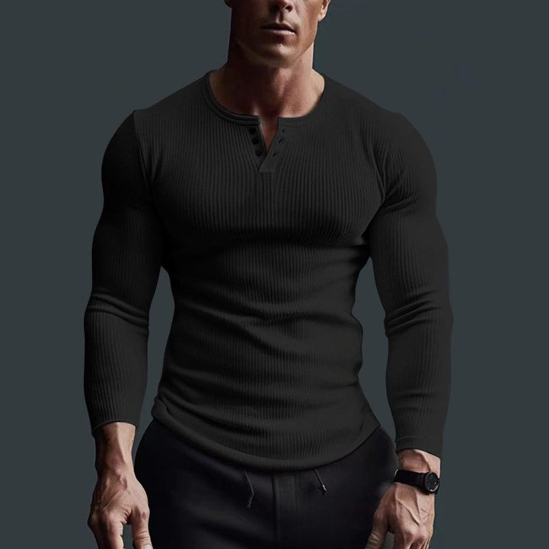 Klassisches Rundhals Langarmshirt für Herren, komfortabel und elegant, ein vielseitiges Basic für jeden Anlass.