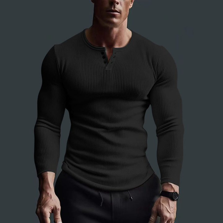Klassisches Rundhals Langarmshirt für Herren, komfortabel und elegant, ein vielseitiges Basic für jeden Anlass.