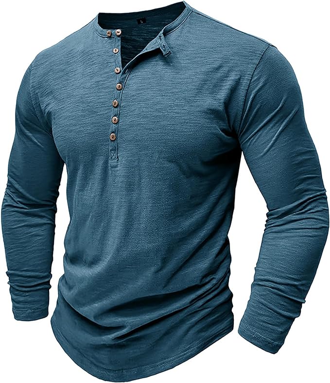 Herren Langarmshirt Henley, lässig & atmungsaktiv für jeden Tag, mit Knopfleiste.