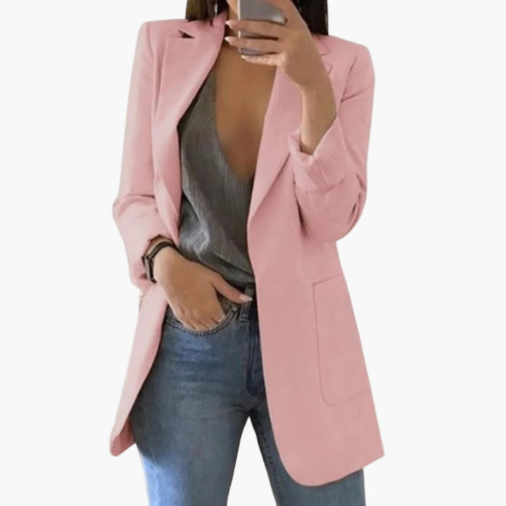Stilvoller Damen Freizeit Blazer, lang geschnitten, vielseitig kombinierbar für einen schicken Alltags-Look.