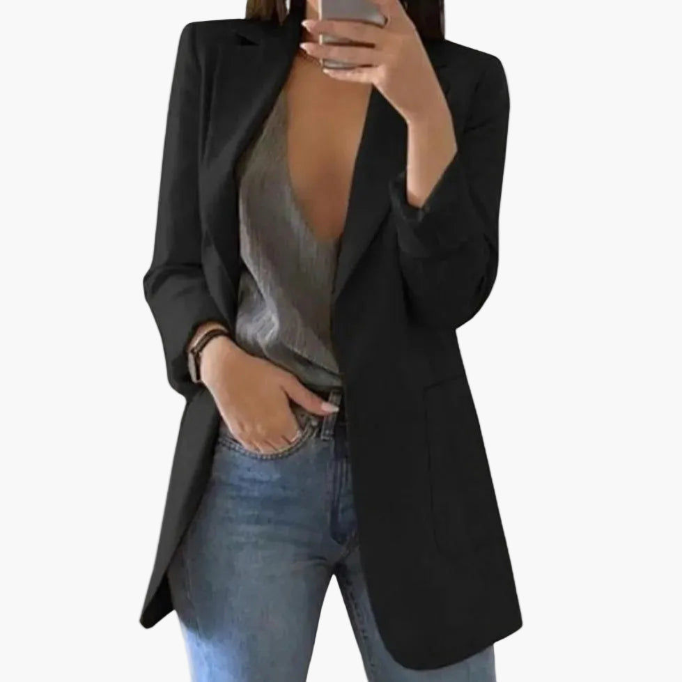 Eleganter Damen Blazer, lang geschnitten, für Business & Freizeit. Stilvoll & modern für vielseitige Looks.