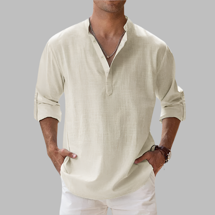 Leichtes Sommer-Herrenhemd mit langen Ärmeln. Atmungsaktiv, klassisch & elegant für Herren.