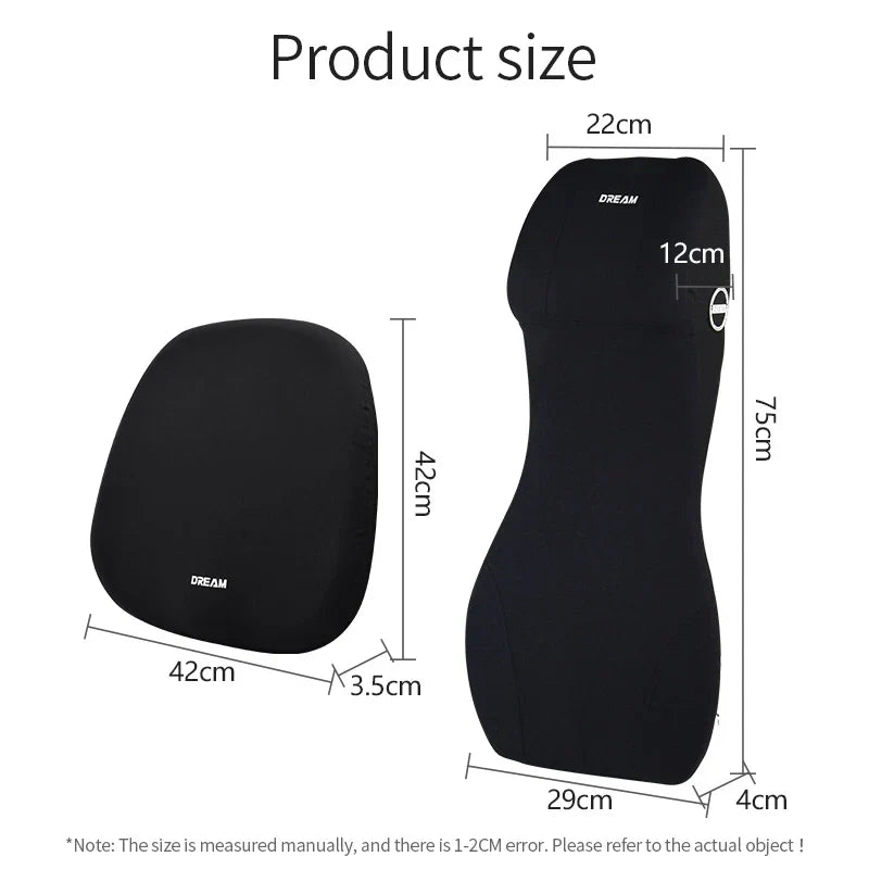 Verbessern Sie Ihren Sitzkomfort im Auto mit diesem ergonomischen Memory-Schaum Kopf- & Lendenkissen-Set.