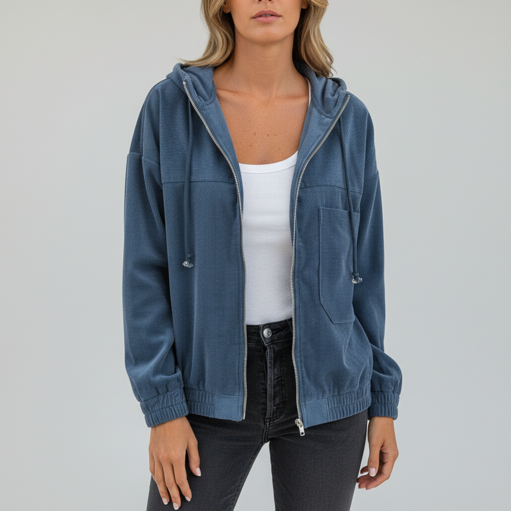Stilvolle leichte Damen Kapuzenjacke für Übergangszeiten; perfekt für Frühling und Herbst Outdoor-Looks.