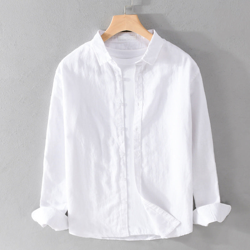 Herren Langarmhemd mit Stehkragen, stilvoll und bequem, ideal für Freizeit und Alltag.
