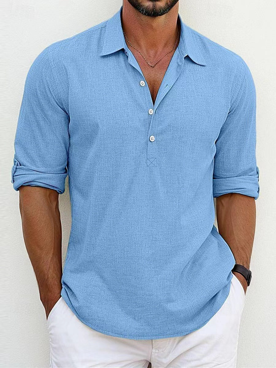 Stilvolles Herren Henley Hemd, zeitlos & vielseitig, perfekt für Frühling, Sommer und elegante Freizeit.