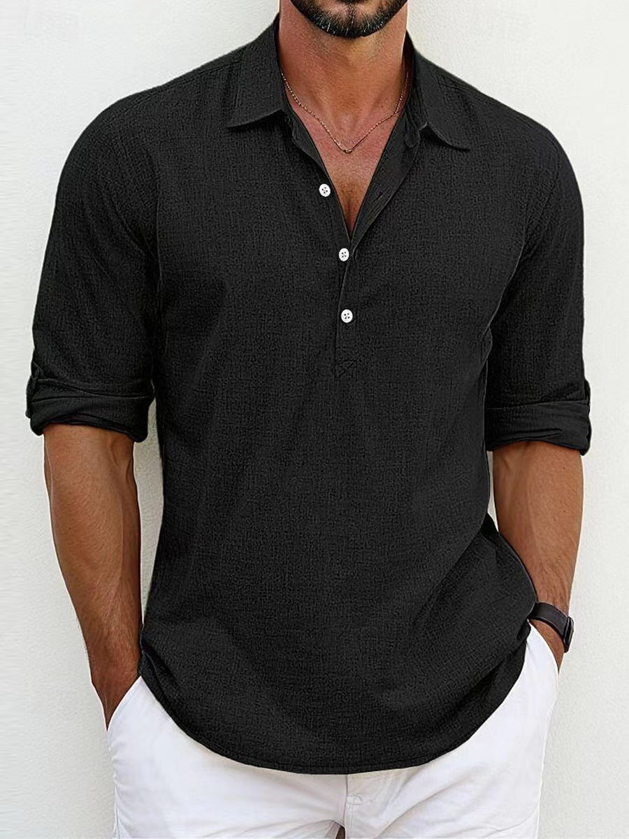 Bequemes Herren Henley Hemd mit Knopfleiste aus atmungsaktivem Stoff, ideal für Casual & elegantes Tragen.