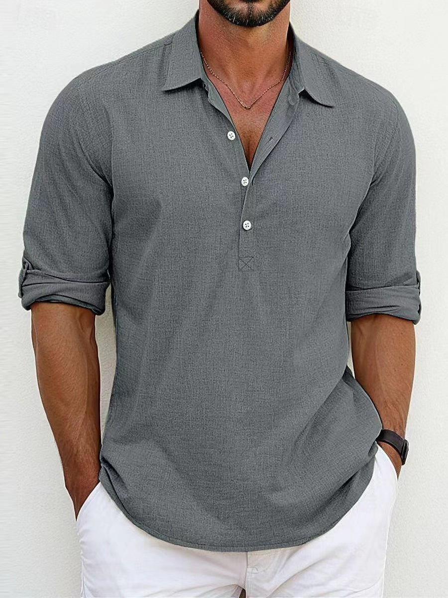 Herren Henley Hemd mit Knopfleiste, bequem & atmungsaktiv für Freizeit & Casual-Looks.