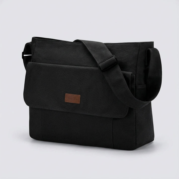 Vielseitige Laptop-Schultertasche in Schwarz, ideal als Business-, Pendlertasche oder Freizeittasche mit Organisation.