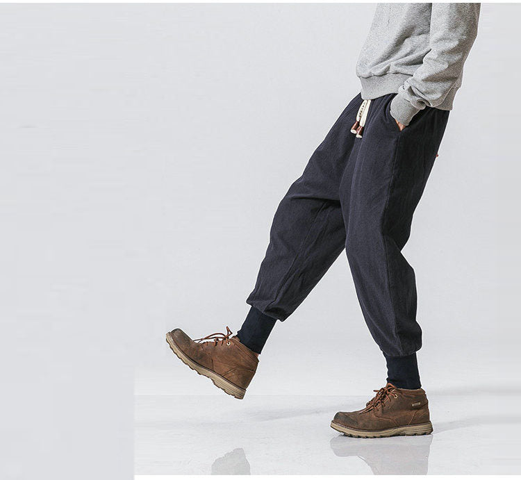 Herren Freizeithose, Harem-Stil, Baggy Fit, schwarz, komfortabel für lässige Urban-Looks.