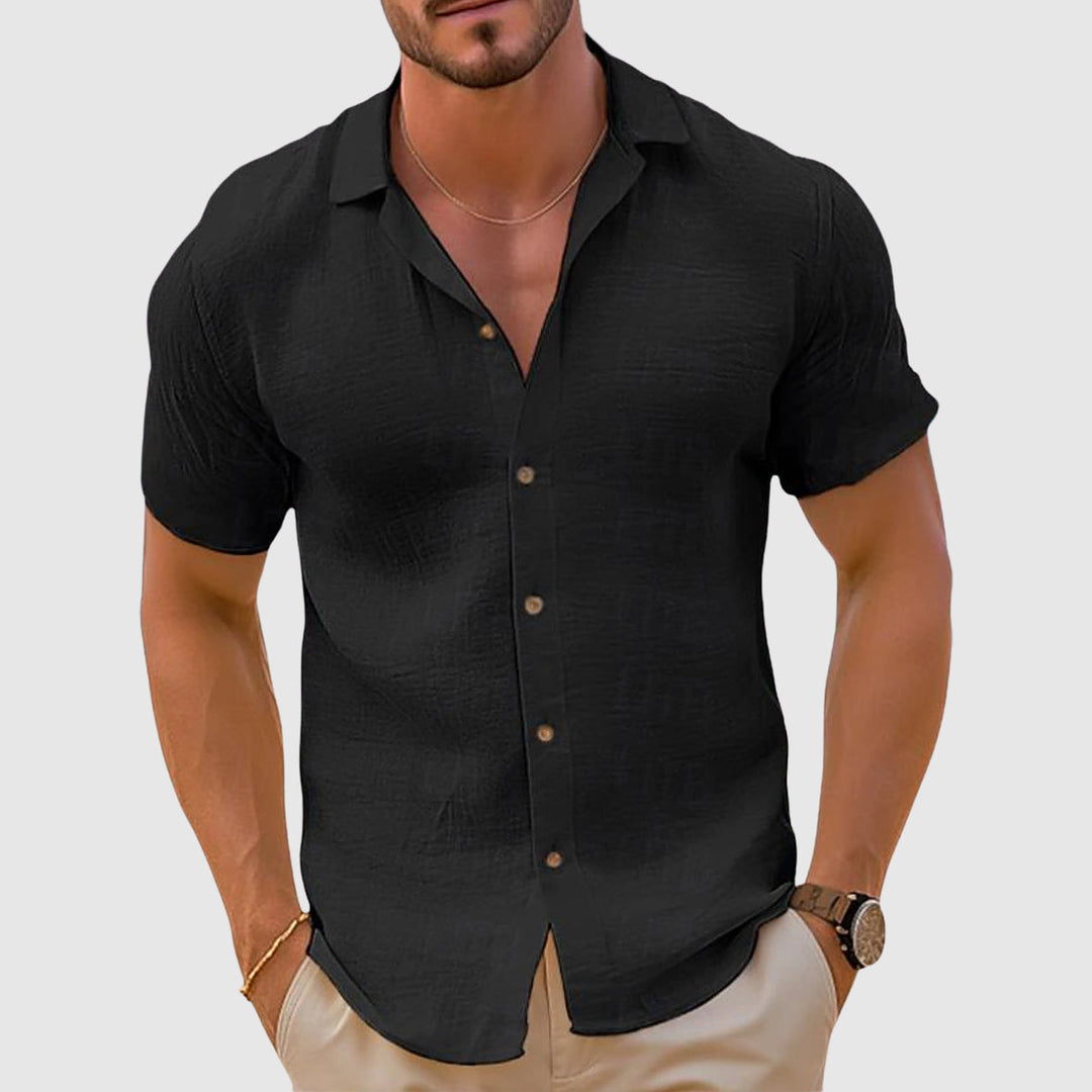 Stilvolles Casual Herren Kurzarmhemd mit Knopfleiste. Perfekt für die Frühjahrs- & Sommermode.
