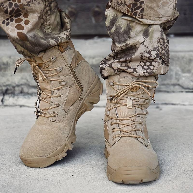Robuste Herren Armeestiefel Schwarz mit Schnürung, ideal für sicheren Halt & stilvollen Outdoor-Auftritt.