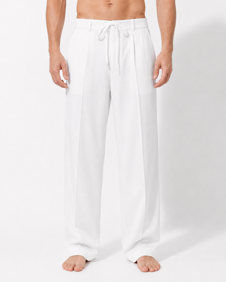 Elegante Herren Faltenhose mit Kordelzug für Freizeit & Sommer – locker und vielseitig kombinierbar.