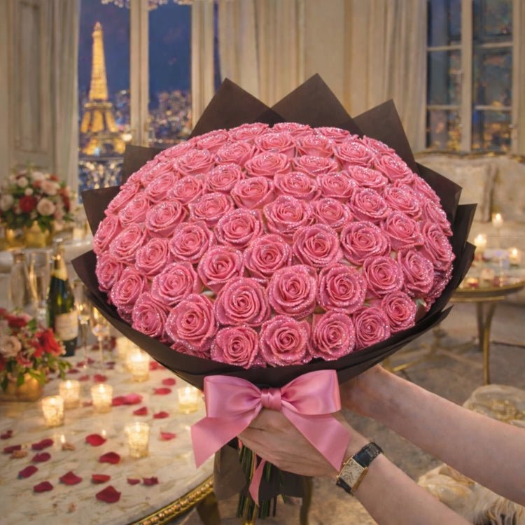Dekorative Glitzerrose, perfekt als funkelnde Raumdekoration oder einzigartiges Geschenk.