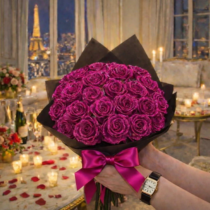 Romantisches Glitzerrosen-Geschenkset für Geburtstag, Jahrestag oder Feiern.