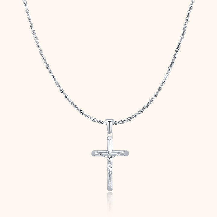 Edle Herren Kreuz Halskette aus Silber, wasserfest. Eleganter Männerschmuck, Symbol des Glaubens.