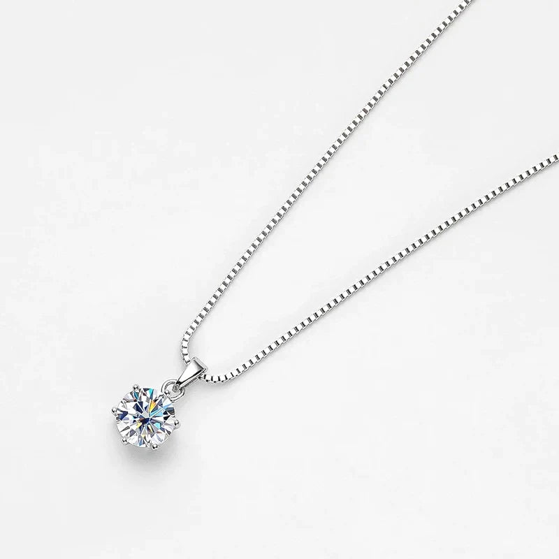 Elegante Damen Halskette mit brillantem Moissanit, 925er Sterlingsilber, luxuriöses Geschenk.