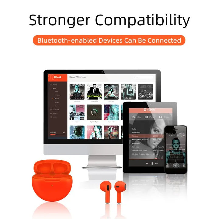 Genießen Sie immersiven Sound mit den kabellosen Air PRO6 In-Ear Kopfhörern für Musik.