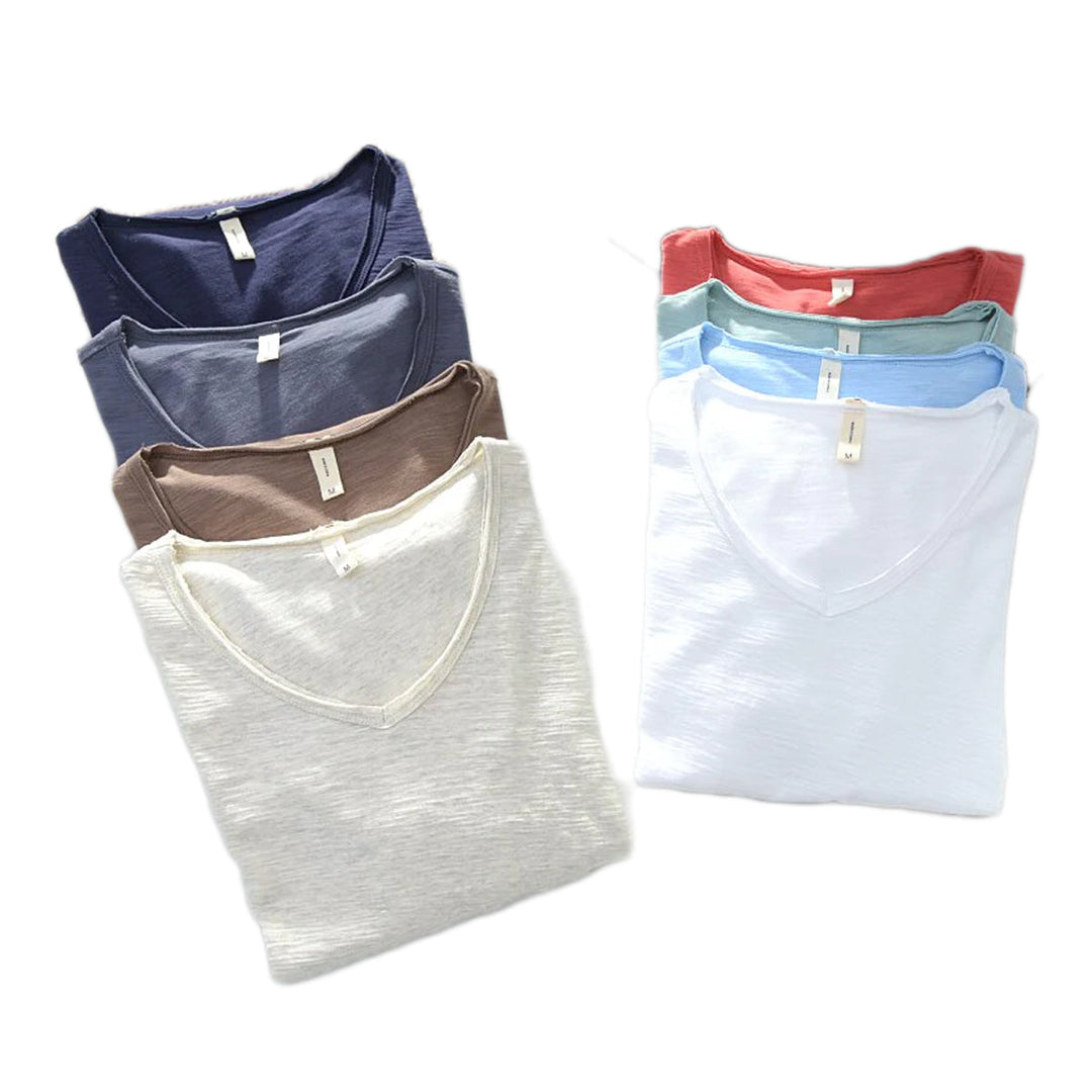 Lässiges Herren Kurzarm V-Neck Shirt, sommerlich leicht und bequem für Alltag & Urlaub.
