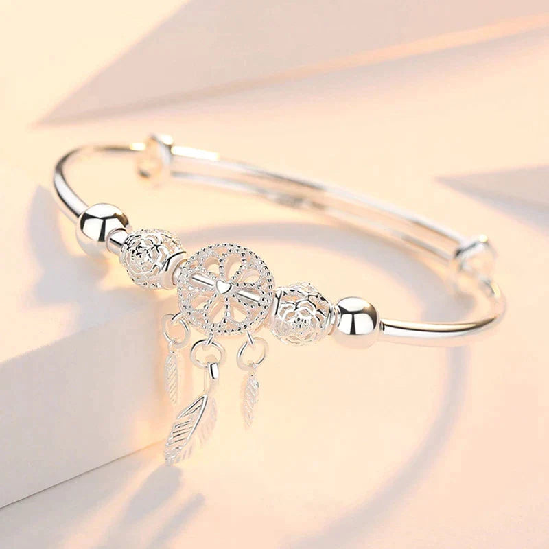 Damen Traumfänger Armband aus 925er Silber, Symbol für Freiheit. Hypoallergener Silberschmuck.