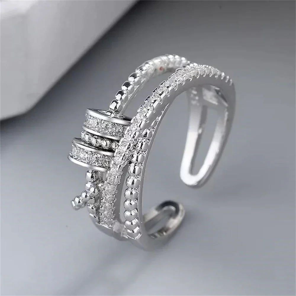 Zirkonium Anti-Stress Zappelring aus Edelstahl, stilvolles Design für Damen & Herren zur Entspannung.