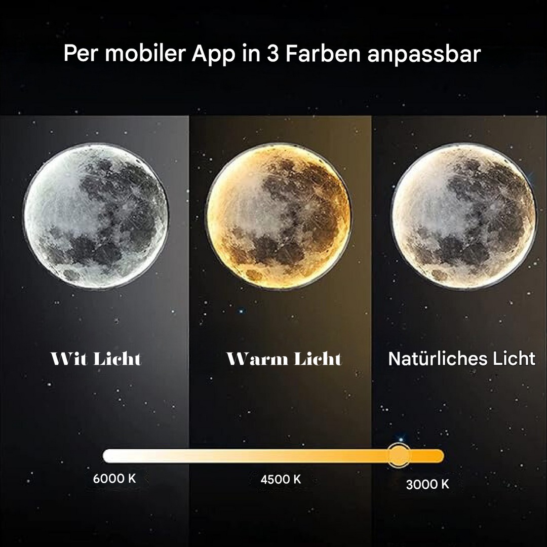 Elegante 3D-Mondlampe als Wohnzimmerlampe, perfekte Raumdekoration für stimmungsvolle Ambientebeleuchtung.