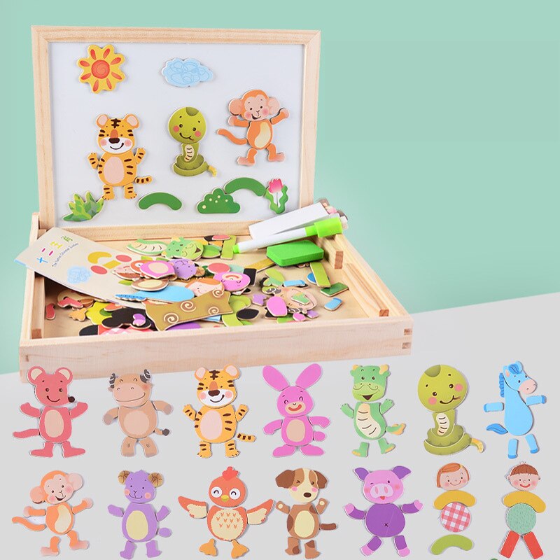 Pädagogisches Holz-Magnetspiel & Zeichentafel. Lernspielzeug für Kinder, fördert spielerisch Bildung & Kreativität.