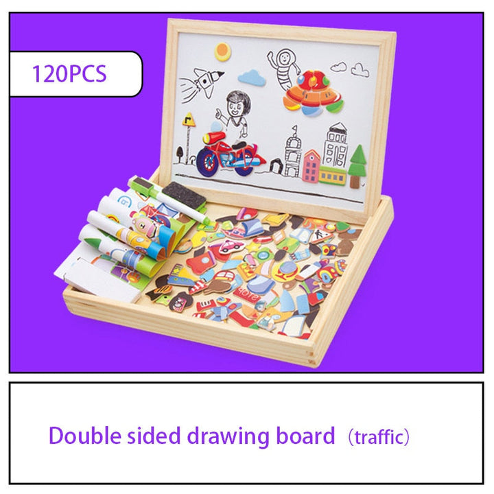 Vielseitiges Kinder Magnetspiel und Zeichentafel aus Holz für unendlichen Lern- und Kreativitätsspaß.