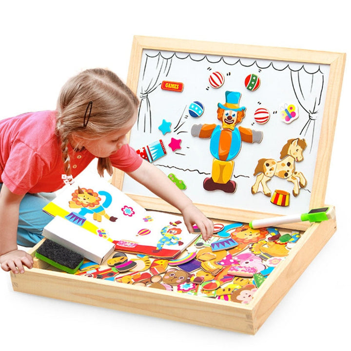 Magnetspiel & Zeichentafel aus Holz: pädagogisches Lernspielzeug für Kinder, fördert Kreativität und Bildung.