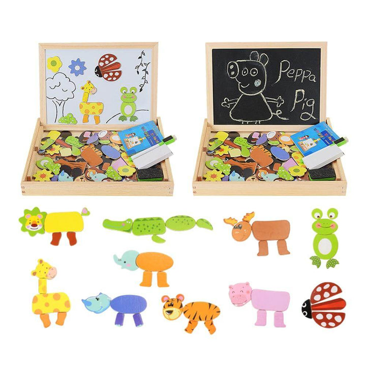 Ideales Geschenk für Kinder: Pädagogisches Magnetspiel & Zeichentafel aus Holz. Fördert Bildung und kreativen Spielspaß.