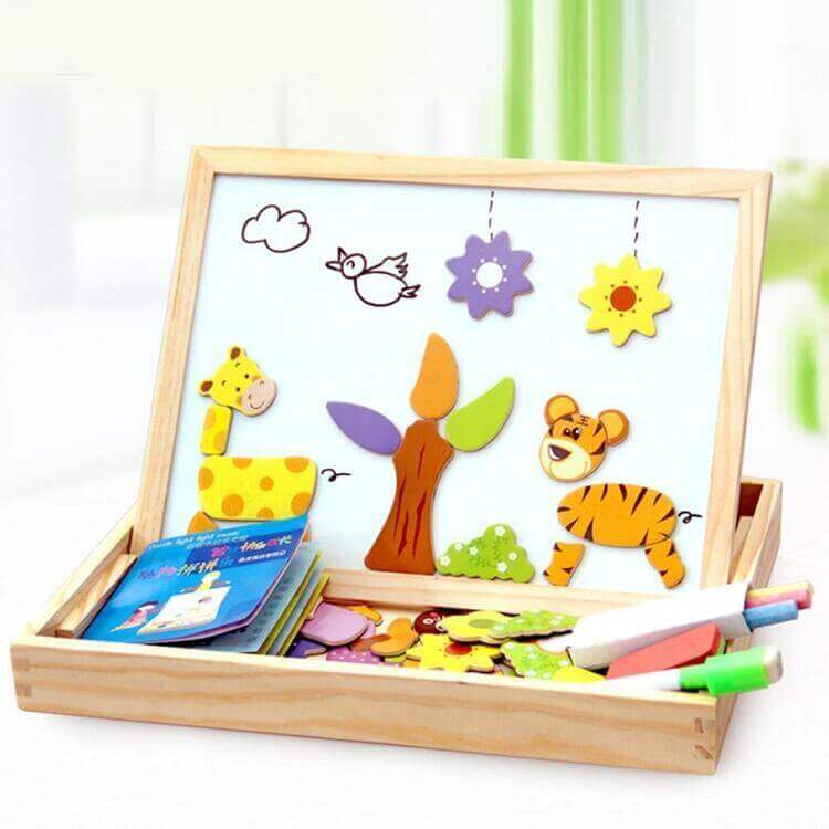 Magnetisches Lernspielzeug & Zeichentafel aus Holz. Fördert Kreativität, Feinmotorik & Bildung bei Kindern spielerisch.