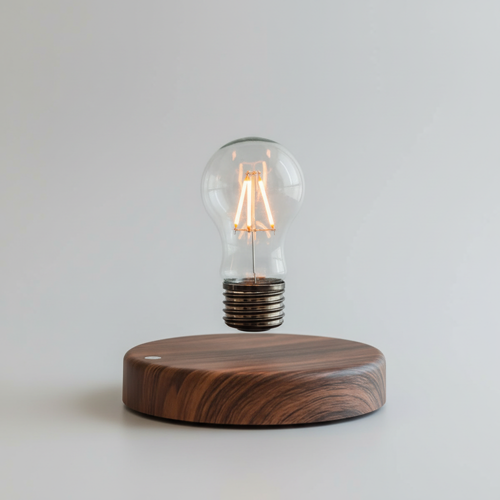 Moderne magnetische LED Tischlampe Floatique für einzigartiges Ambiente; induktives Schwebelicht.