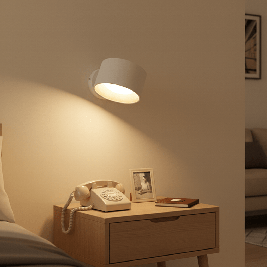 Hochwertige kabellose LED Wandleuchte, magnetisch, mit Fernbedienung & USB-C Akku für vielseitige Innenräume.