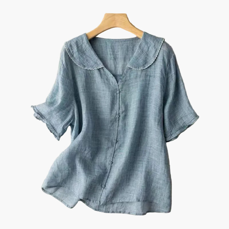 Rosa Damen Vintage Bluse, Bubikragen. Elegante Sommerbluse, feminin, vielseitig für Alltag & Freizeit.