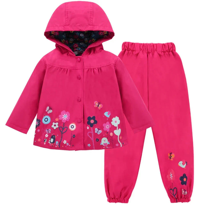 Robuste, wasserdichte Kinder Regenbekleidung Liora: Komplettes Set aus Regenjacke und -hose für aktive Kinder.